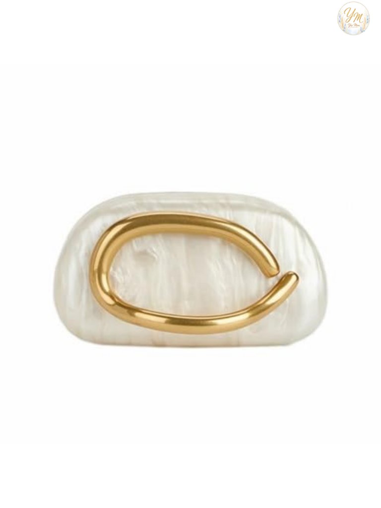 Women Acrylic Clutch Box Metal Handle Evening Bag Party Purse